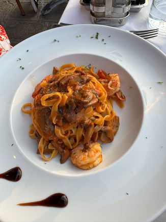 My tagliatelle with shrimp and mushrooms