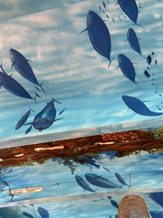 Mural on the ceiling off the small, sparkling mercado in Barbate