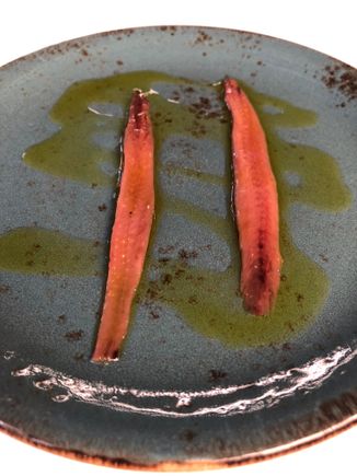 Highly prized anchovies from Santona (Cantabria), gifted to me by the delightful Owner, Ani.