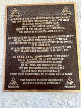 Dachau plaque.  We were surprised at how crowded the place was....people from many nationalities.  I'd never been to a former konsentrationslager (KZ) before. I wished that we could have taken the tour but partner could not manage walking for 2.5 hours that the guided tour takes.