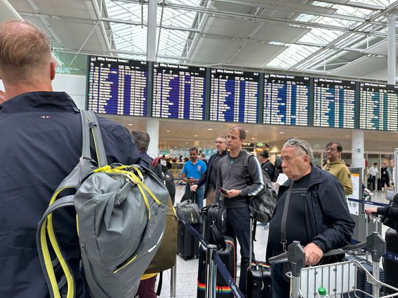 This is the line for first class check in on Lufthansa; we were not in first class but at next counter