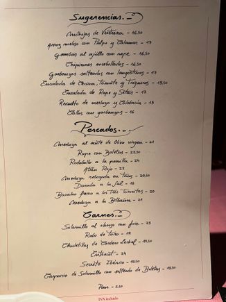 LA CASTELA carta; even where not noted, many dishes can be ordered in half portions.  I wish I had done this the night!!