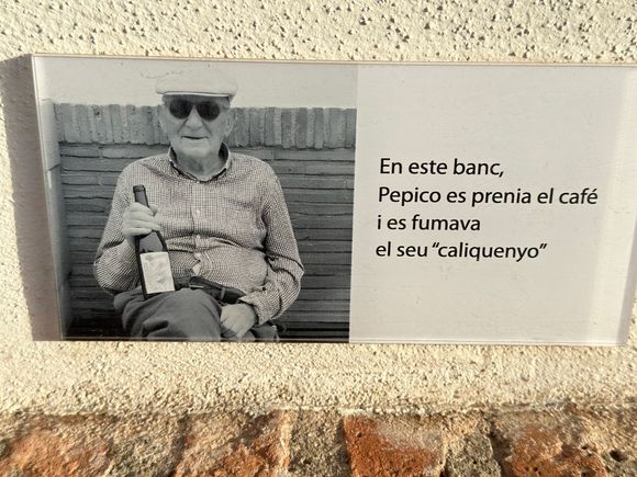 Photo of the late Pepico on the outdoor bench where he would rest, imbibe, and smoke