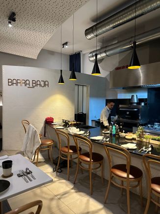 There are eight seats along the bar and this is the best place to sit, so you can watch the chefs work their magic.  Book online and ask for bar seating.