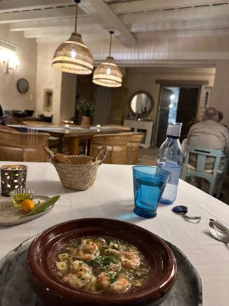 Shrimp, from my table in living/dining area of hotel.