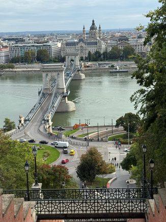 Danube River and Szechenyi Chain Bridge from Buda Castle Hill.