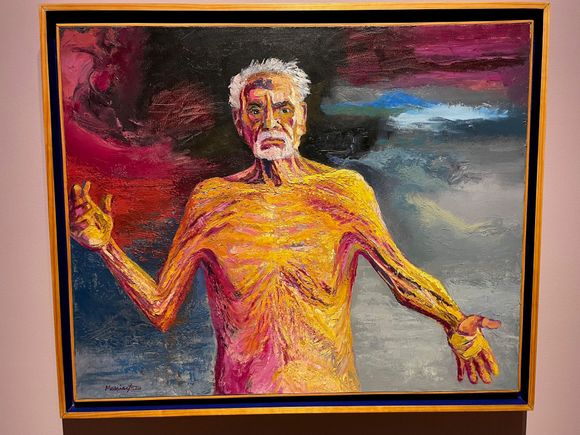 Adolfo Mexiac self portrait. Most of the work displayed was black and white, so this was in interesting choice.