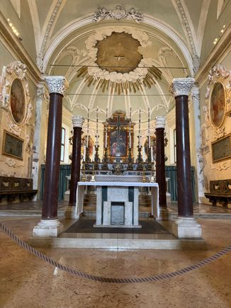 Close-up view of the altar