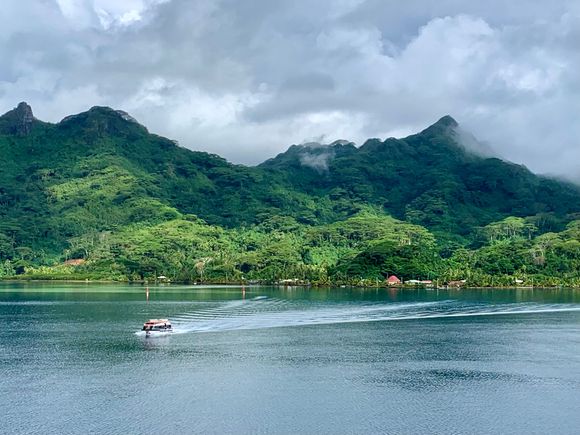 We docked in the bay between the two islands that comprise Huahine