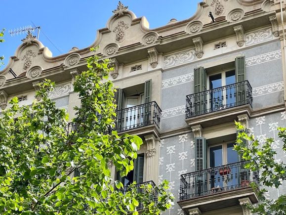 Pretty buildings in a quiet neighborhood of the Eixample
