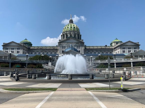 Fountain in front of Pennsylvania State Capitol