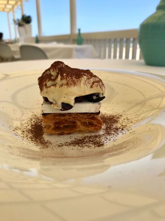 Dessert at Uliassi, on the lovely terrace overlooking the sea.