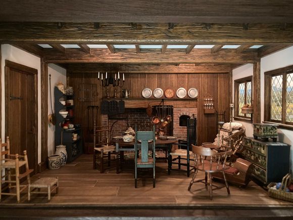 Closeup of a room in a dollhouse at Mini Time Machine Museum 