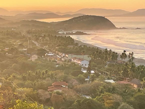 Long shot of Troncones beach.  It's not really a bay although this picture makes it look like it might be.