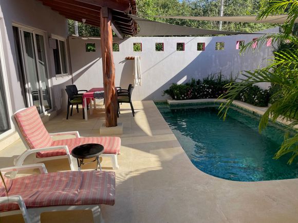 This is our own pool, which is very nice after a hot day in town.Mo