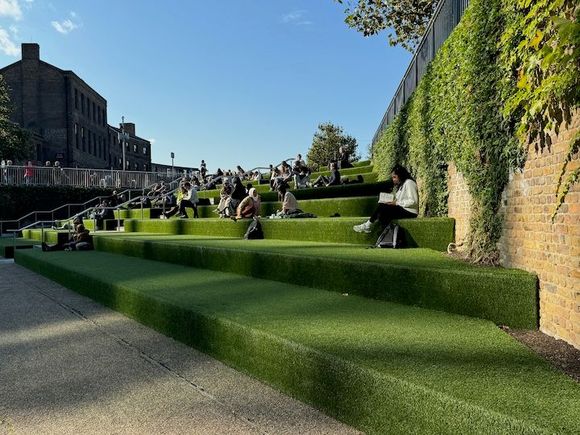 Canalside green steps connecting the canal with Granary Square