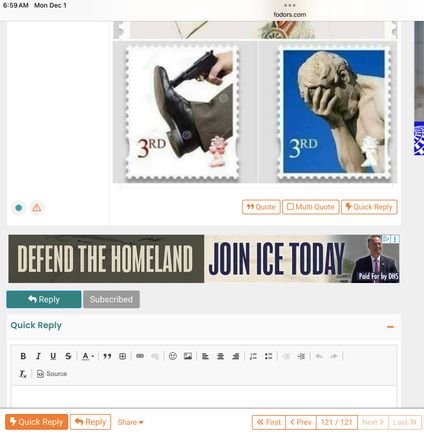 Anyone else getting these creepy ICE ads? Defend the Homeland? Who wrote this, Goebbels? 