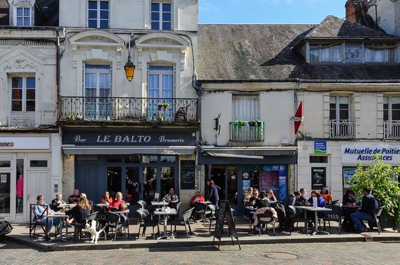 Typical French cafe at Place de l'Hotel de Ville.