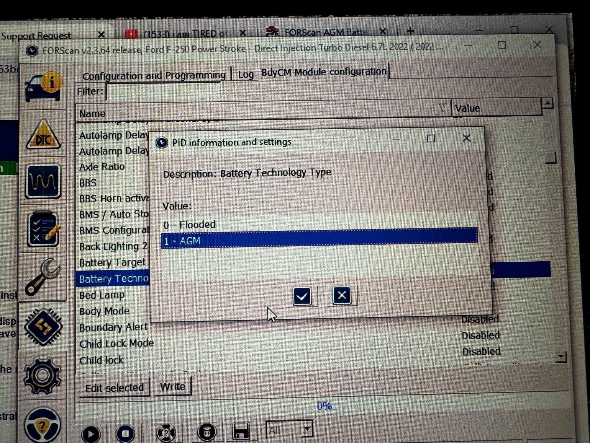 Only 2 options on the Battery Technology Type, Flooded and AGM. I have seen some photos with more options, but not sure what year they were.