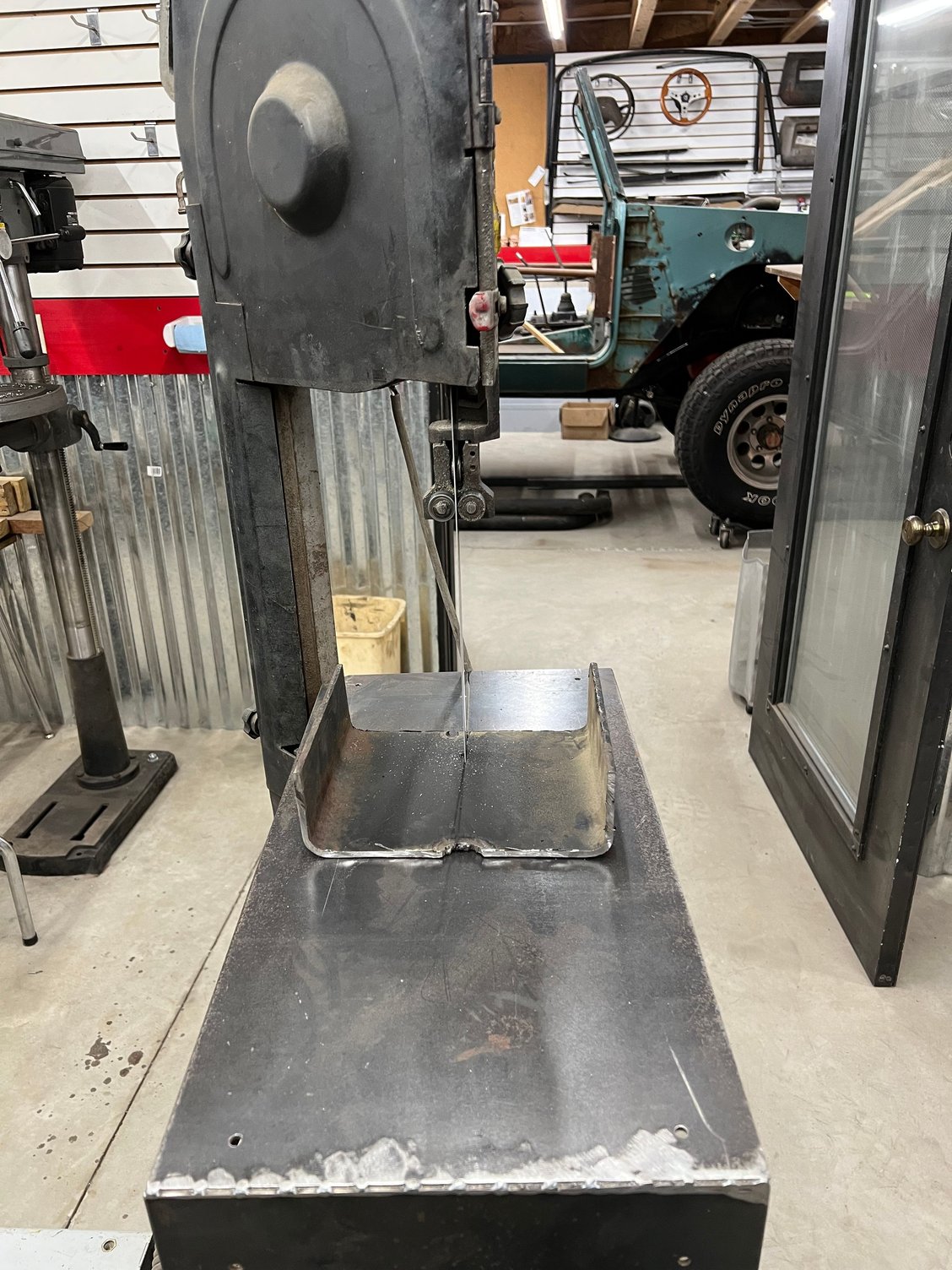 Cutting the frame rail in half.