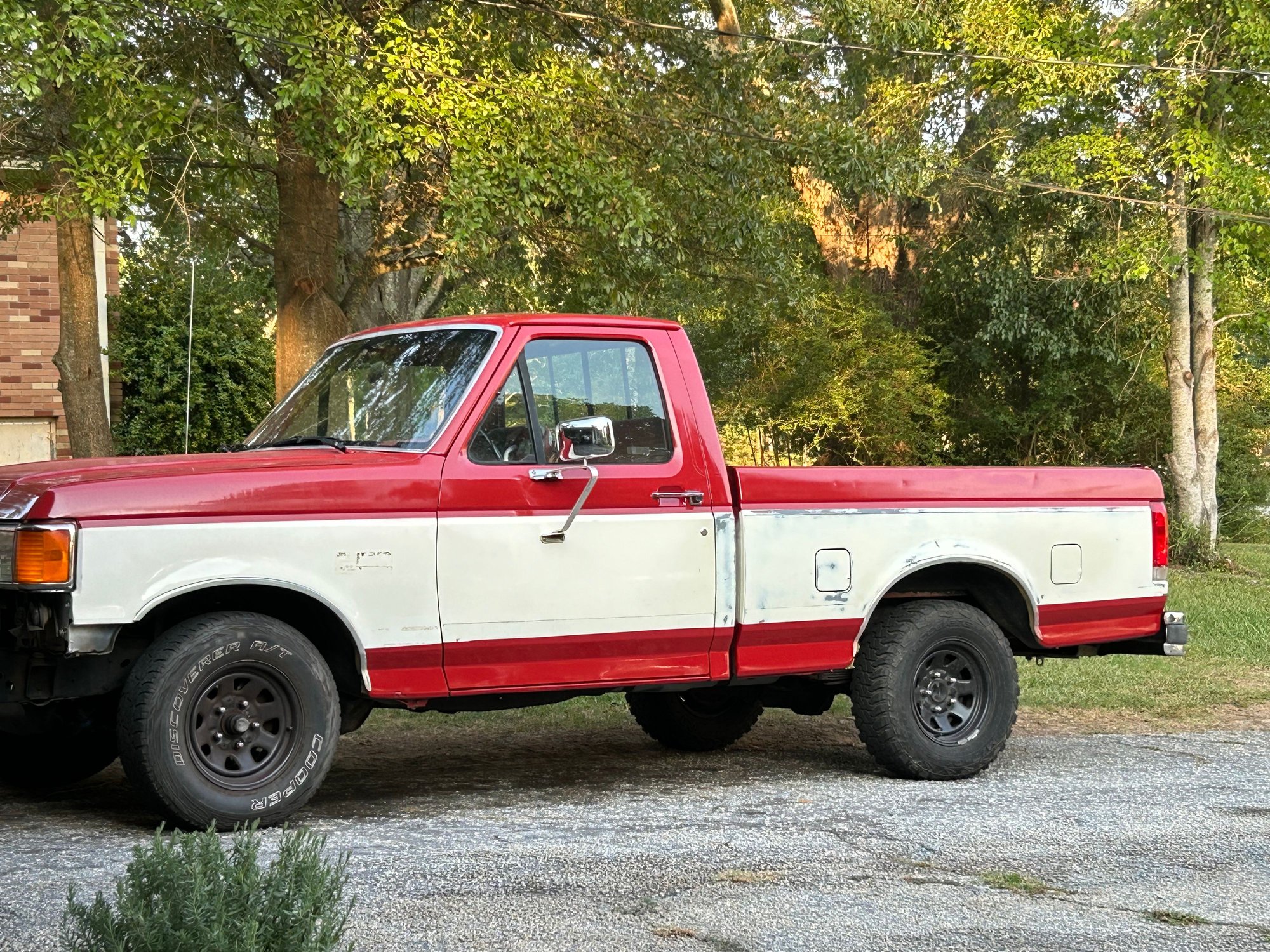 This is after painted red, but before white.