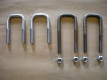 Original U-bolts on left; replacement U-bolts & locking nuts on right