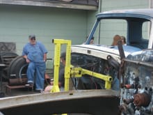 Long time friend of Don's and Ford enthusiast Mikey joined up for the GTG.  The body on the stand is his 1965 Ford F100 that he and Don have been painstakingly doing the body work on. Going to be a beautiful truck when done Mikey.