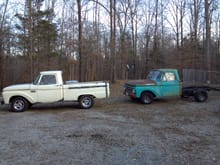 My 64 & 62 F100s. This was the start of Spring 2014