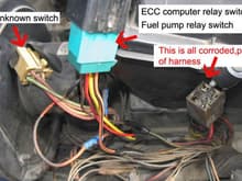 truck relay switches
1) ECC Relay
2) Fuel pump relay
3) Far left) might be for the heater core fan box, which caught fire due to some leaves in the heater coil...bummer!