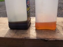 Before and after of gear oil.