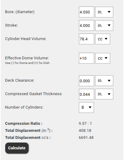 CR using Summit Racings CR calculator