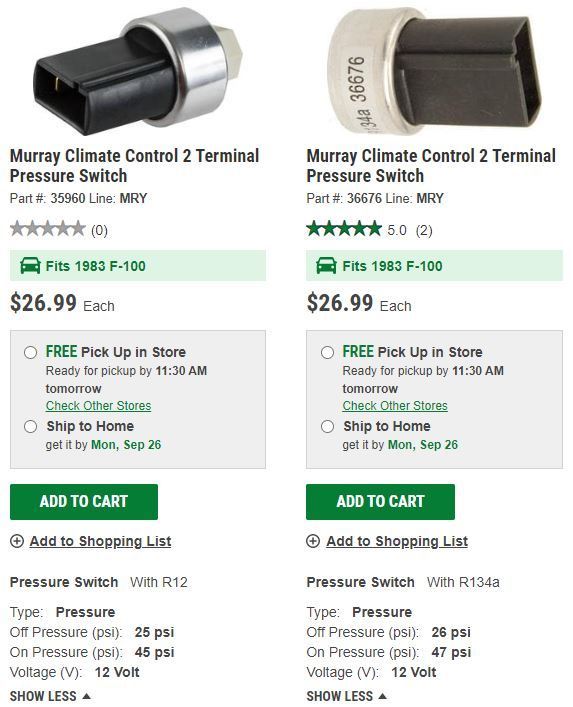 A/C Cycle Switch When Converting from R22 to R134A 1983 F100 w/Factory A/C Ford Truck