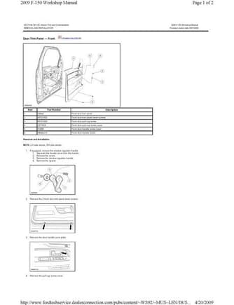 2009 Workshop manual door panel removal Page 1