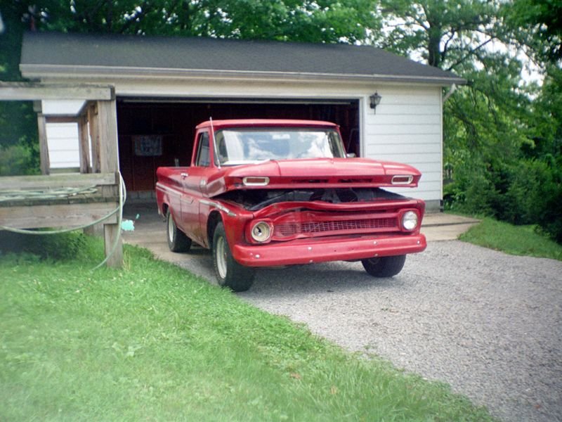 65 Chevy C10, common man's work truck. Previous owner had hit a deer, so I got her cheap.