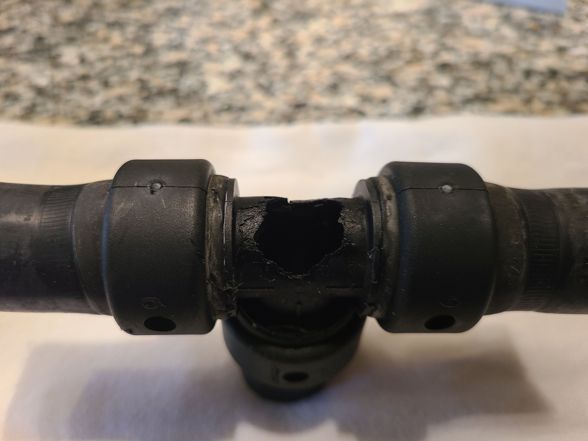 Started as a small pin whole leak but when touched it fell apart!