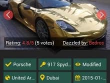 Porsche Spyder -Golden and only in Dubai