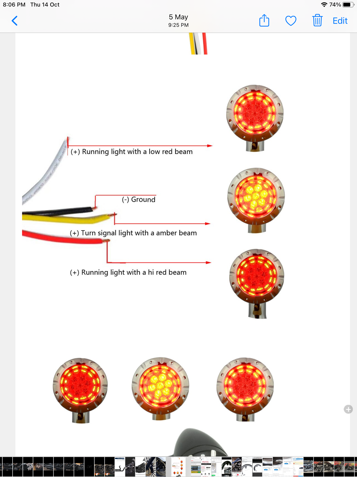 Wiring new rear led turn/run/brake lights Wideglide - Harley Davidson