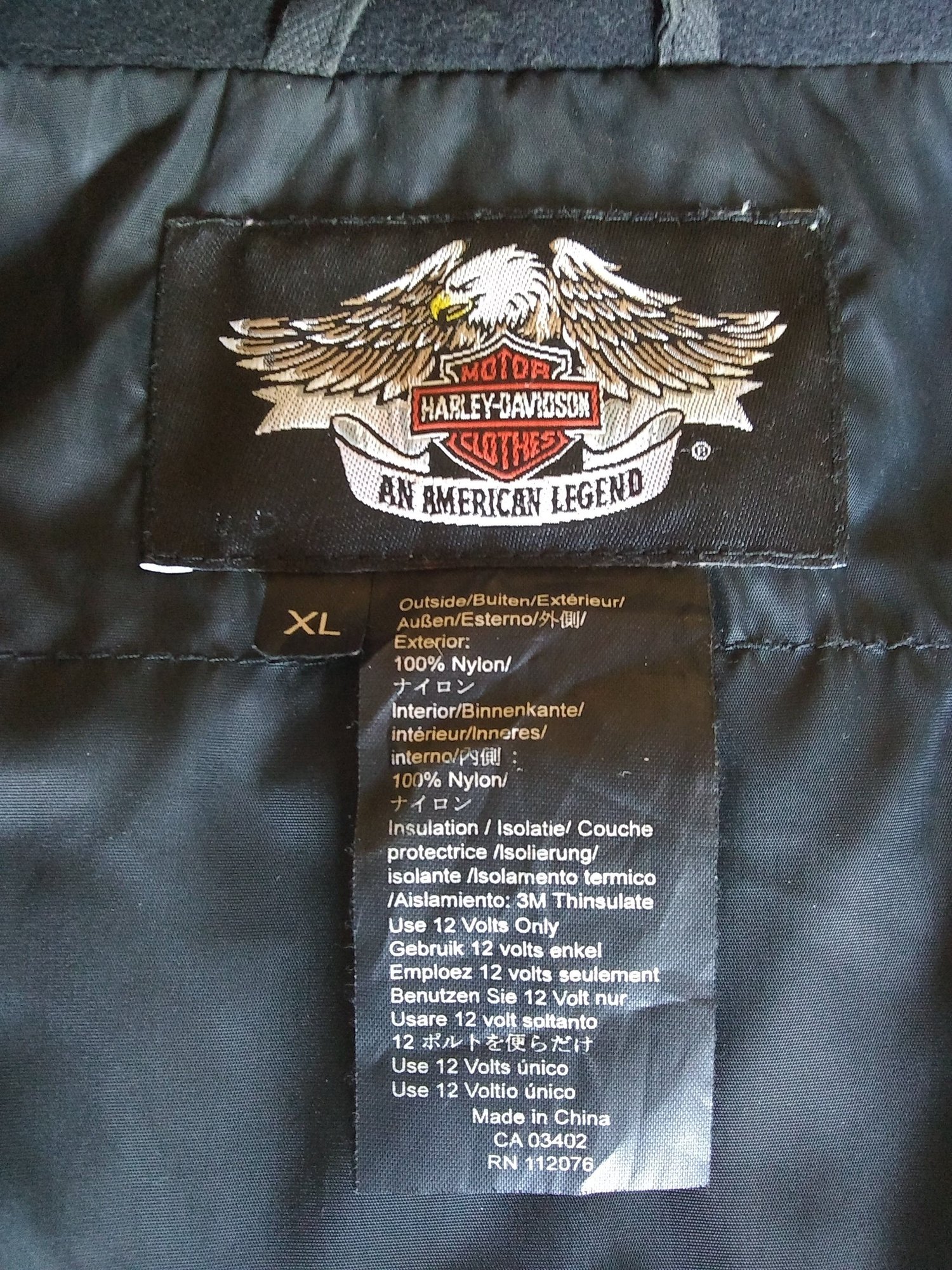 Genuine Harley XL Heated Jacket Liner. Womens, Youth? Measurements in