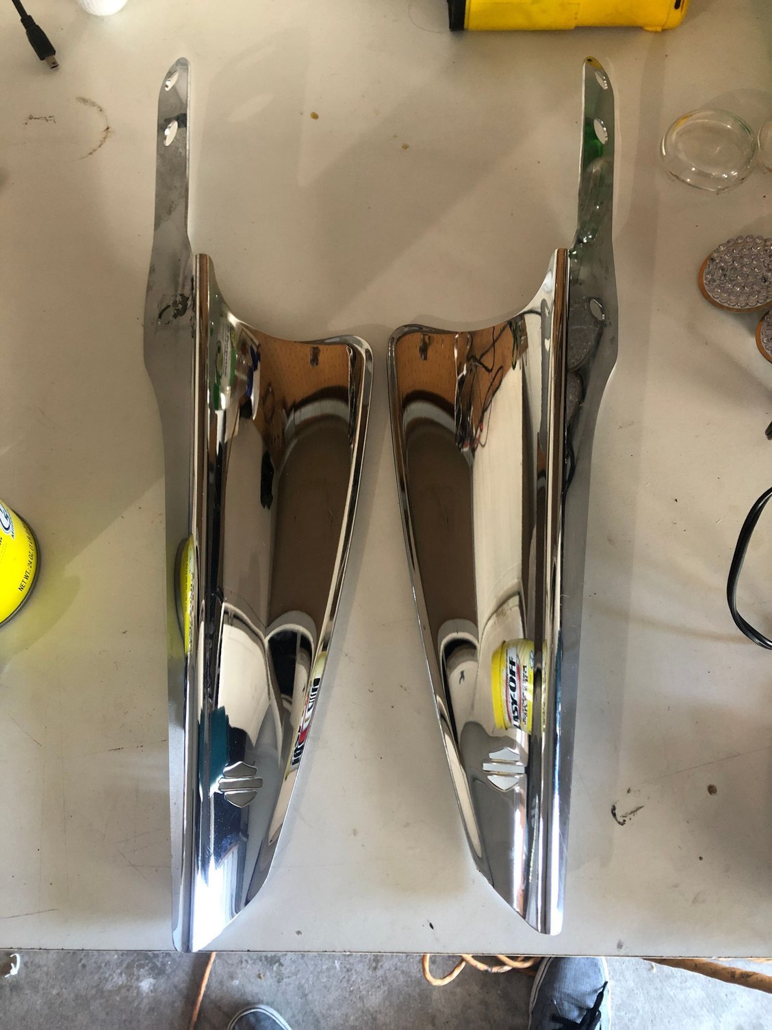 Harley fork wind deflectors aka fork fangs Harley Davidson Forums