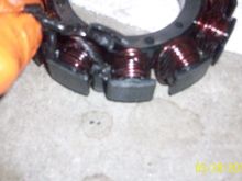 Insulation was stripped from one of the old stator cables. 