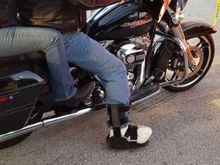 This dude had a broken foot, guess he was riding to Daytona come what may