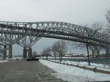 The Bluewater Bridges connecting Canada to the USA over the St. Clair River.