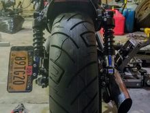 Currently just mounted it up after the tire was back on the rim. It looks off center but I stupidly put the wheel on backwards because I was rushing just to see what it looked like. The offset of the rim should be right in the middle as I was pretty particular with measuring before and after on the truing stand.