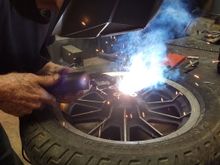 Weld disc inside of race and knock out from back side with drift.