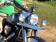 Previous bike. 1 7" Halogen Headlamp and 2 4.5 halogen headlamps mounted as spotlights. 
