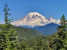 First view of Mt Rainier heading west on Hwy 12.