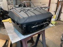 Genuine Harley Tourpak off of a 2006 Electra Glide Classic. - This has been painted a few times. Was originally cobalt blue, then Lime Green and now vivid black. Lid has some imperfections in the clear, but not horrible. $200 plus shipping
