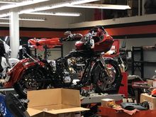 Not mine - but ANOTHER new CVO getting a new mill.  Only 700 miles on this one.