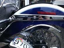 Bad news: numerous attempts to adjust the shock and this is the lowest it could go.  Only about 1/4” lower, leaving the bike 1/2” off the ground in back.  Not a big deal but when you pay for a layed our frame it should lay out.  At least this part didn’t cost me anything and it does look cool with the fender sitting below the guard. 