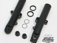 Black Powder Coated Fork Legs for 2014-2017 Street Glide Road Glide Touring Models with rebuild kit and Ride Nice flush mount axle covers